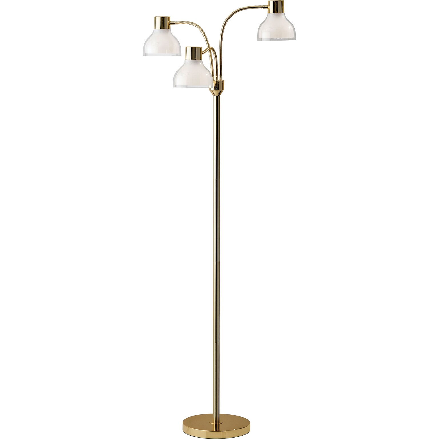 Adesso® Presley 69H Shiny Gold 3-Arm Adjustable Floor Lamp with Frosted Bell Shade (3566-04)