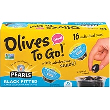 Pearls Black Pitted Olives To-Go Cup, 16/Pack (220-00718)