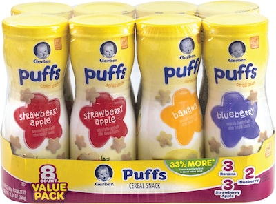 Gerber Puffs Cereal Snack Assorted, 1.48 oz., 8 Count (113774)