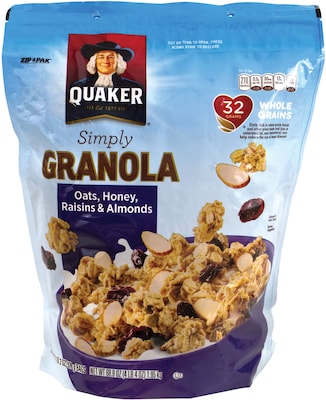 Quaker Simply Granola Oats, Honey, Raisins, & Almonds Granola, 34.5 oz., 2/Each (220-00734)