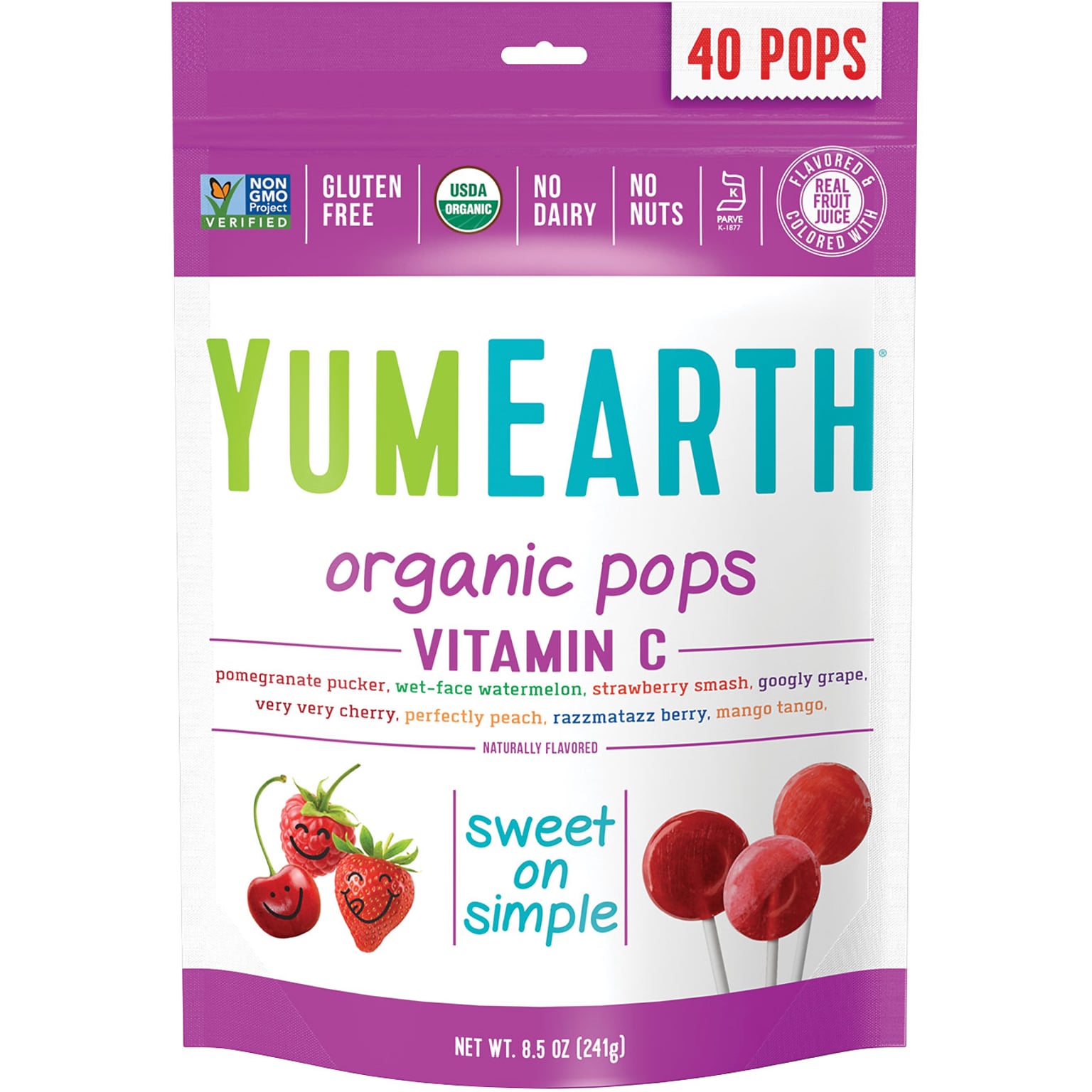 YumEarth Organic Lollipops, Assorted Flavors, 8.5 oz., (270-00024)