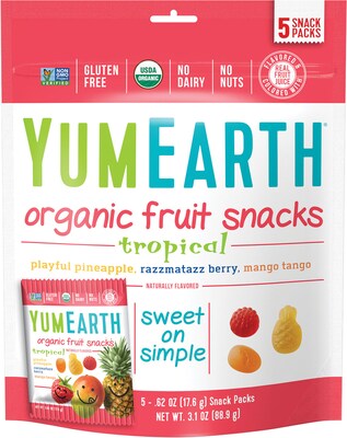YumEarth Organic Tropical Fruit Snacks, 3.1 oz., 4 Pack (1637)