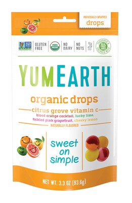 YumEarth Organic rganic Vitamin C Citrus Grove Drops Hard Candy, 3.3 oz., 3/Pack (270-00029)