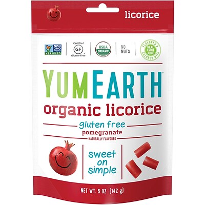 YumEarth Organic Gluten Free Pomegranate Licorice, 5 oz., 4 Pack (1904)