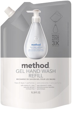 Method® Gel Hand Wash Refill, Free of Dyes + Perfumes, 34 oz. (00658)