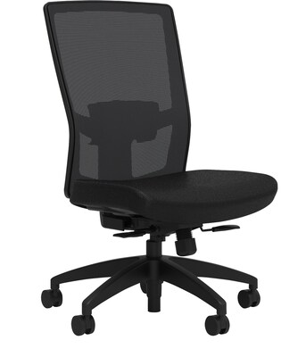 Union & Scale Workplace2.0™ Fabric Task Chair, Black, Adjustable Lumbar, Armless, Synchro Seat Slide
