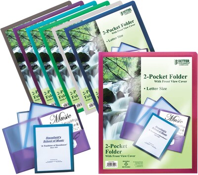 Better Office Products Poly Portfolio with Clear View Front Cover;  24/Pack