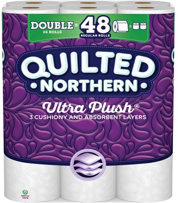 Quilted Northern Ultra Plush Toilet Paper, 3-Ply, White, 154 Sheets/Roll, 24 Rolls/Pack (873585)