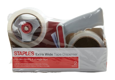 Staples® Lightweight Moving and Storage Packing Tape with Dispenser, Clear, 2/Pack, Each (ST-XW22-PG