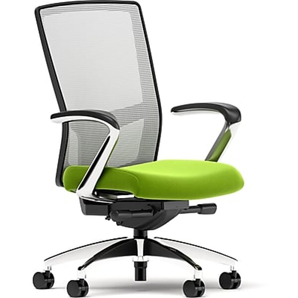 Union & Scale Workplace2.0™ Fabric Task Chair, Pear, Integrated Lumbar, Fixed Arms, Synchro