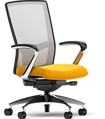 Union & Scale Workplace2.0™ Fabric Task Chair, Goldenrod, Integrated Lumbar, Fixed Arms, Synchro