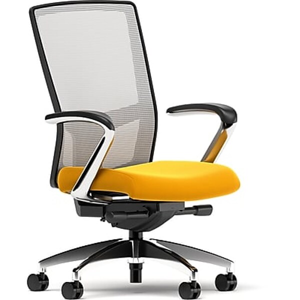 Union & Scale Workplace2.0™ Fabric Task Chair, Goldenrod, Integrated Lumbar, Fixed Arms, Synchro