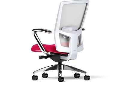 Union & Scale Workplace2.0™ Fabric Task Chair, Cherry, Adjustable Lumbar, Fixed Arms, Synchro