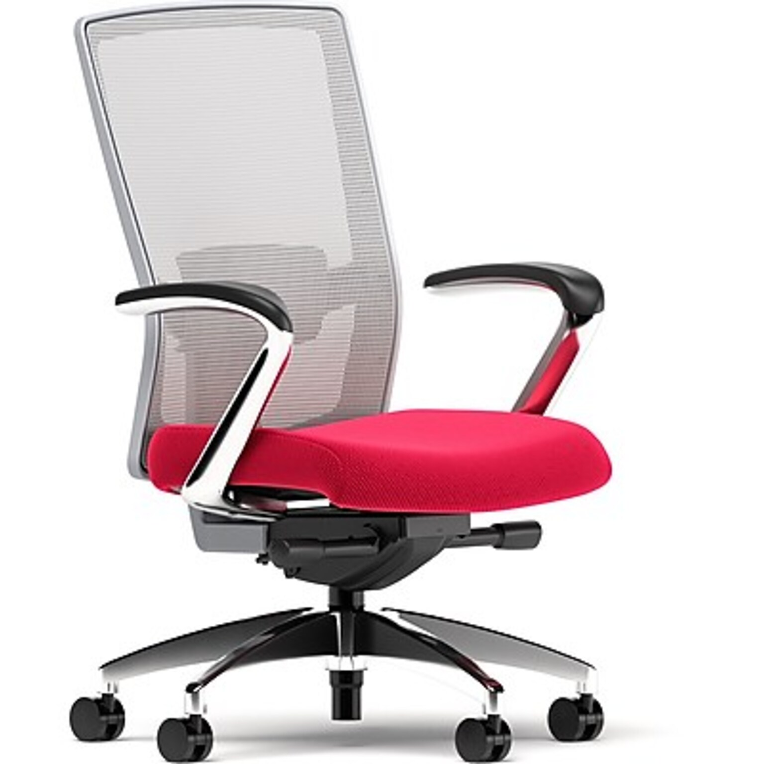 Union & Scale Workplace2.0™ Fabric Task Chair, Cherry, Adjustable Lumbar, Fixed Arms, Synchro