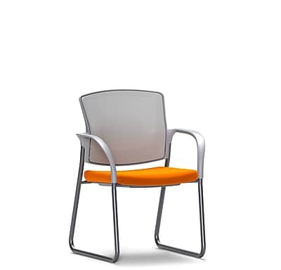 Union & Scale Workplace2.0™ Fabric and Mesh Guest Chair, Apricot, Integrated Lumbar, Fixed Arms