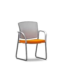 Union & Scale Workplace2.0™ Fabric and Mesh Guest Chair, Apricot, Integrated Lumbar, Fixed Arms