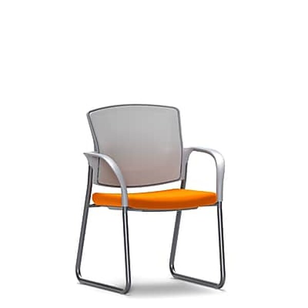 Union & Scale Workplace2.0™ Fabric and Mesh Guest Chair, Apricot, Integrated Lumbar, Fixed Arms