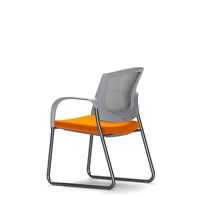 Union & Scale Workplace2.0™ Fabric and Mesh Guest Chair, Apricot, Integrated Lumbar, Fixed Arms