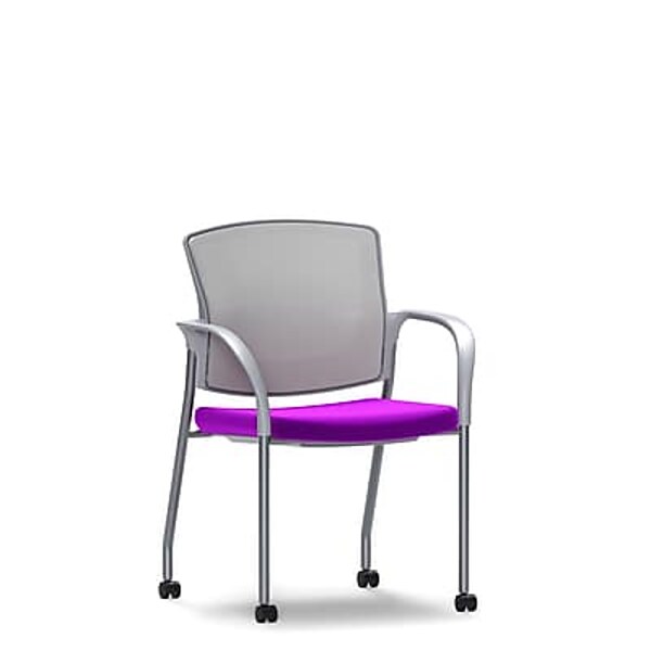 Union & Scale Workplace2.0™ Fabric and Mesh Guest Chair, Amethyst, Integrated Lumbar, Fixed Arms