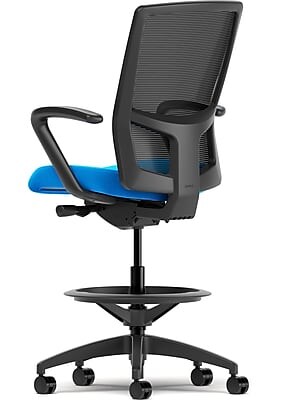 Union & Scale Workplace2.0™ Fabric and Mesh Stool, Cobalt, Integrated Lumbar, Fixed Arms, Synchro