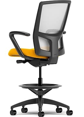 Union & Scale Workplace2.0™ Fabric and Mesh Stool, Goldenrod, Integrated Lumbar, Fixed Arms, Synchro