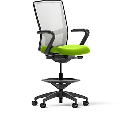 Union & Scale Workplace2.0™ Fabric and Mesh Stool, Pear, Integrated Lumbar, Fixed Arms, Synchro