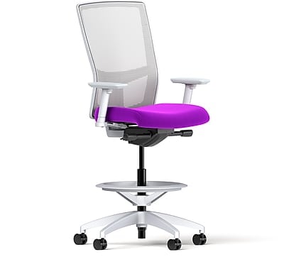 Union & Scale Workplace2.0™ Fabric and Mesh Stool, Amethyst, Integrated Lumbar, 2D Arms, Synchro