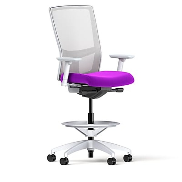 Union & Scale Workplace2.0™ Fabric and Mesh Stool, Amethyst, Integrated Lumbar, 2D Arms, Synchro
