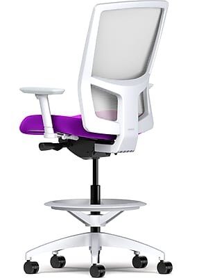 Union & Scale Workplace2.0™ Fabric and Mesh Stool, Amethyst, Integrated Lumbar, 2D Arms, Synchro