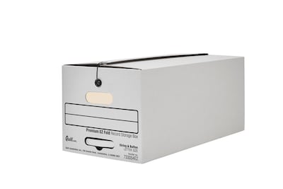 Quill Brand® Corrugated Medium-Duty EZ Fold™ File Storage Boxes, String & Button, Letter Size, White, 12/Carton (3315401)