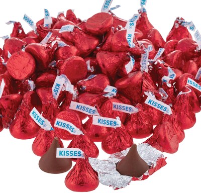 HERSHEY'S KISSES Milk Chocolate Candy Bulk Bag, Red Foils, 66.7 oz. (HEC16035)