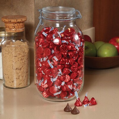 HERSHEY'S KISSES Milk Chocolate Candy Bulk Bag, Red Foils, 66.7 oz. (HEC16035)