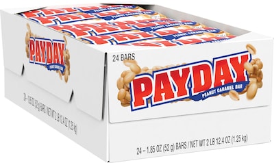 Payday Peanut Caramel Chewy Candy Bars, 1.85 oz, 24/Box (HEC80723)