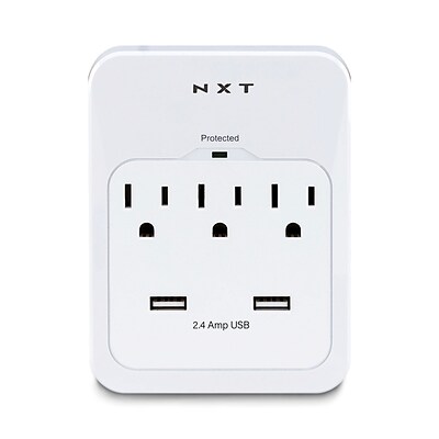 NXT Technologies™ 3-Outlet 2 USB Surge Protector Wall Mount, 600 Joules (NX54320)