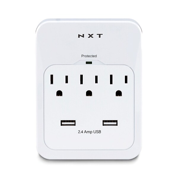 NXT Technologies™ 3-Outlet 2 USB Surge Protector Wall Mount, 600 Joules (NX54320)