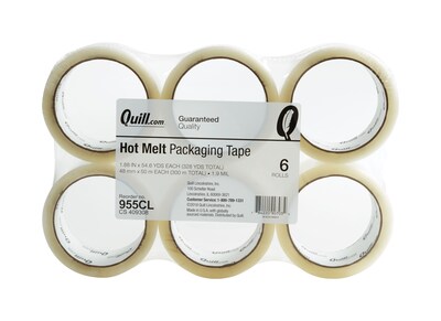 Quill Brand® Hot Melt Shipping Packaging Tape, 1.9 Mil, 2 x 55 yds., Clear, 6/Pack (F217)