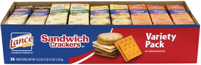 Lance Sandwich Crackers Variety Pack, 36 Count (220-00400)