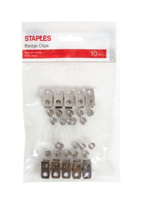 Staples ID Badge Clip, Clear, 10/Pack