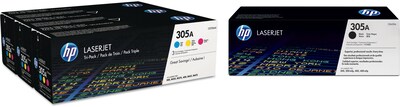 HP 305A Black/Cyan/Magenta/Yellow Original LaserJet Toner, Multi-pack (4 pack)