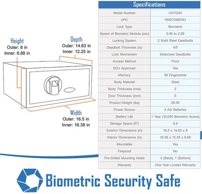 Barska AX11224 Biometric Safe