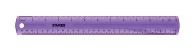 Staples 12" Plastic Ruler, Assorted Jewel Colors (51897)