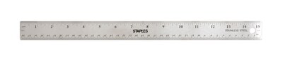 Staples 15 Stainless Steel Ruler with Non Slip Cork Base (51898)