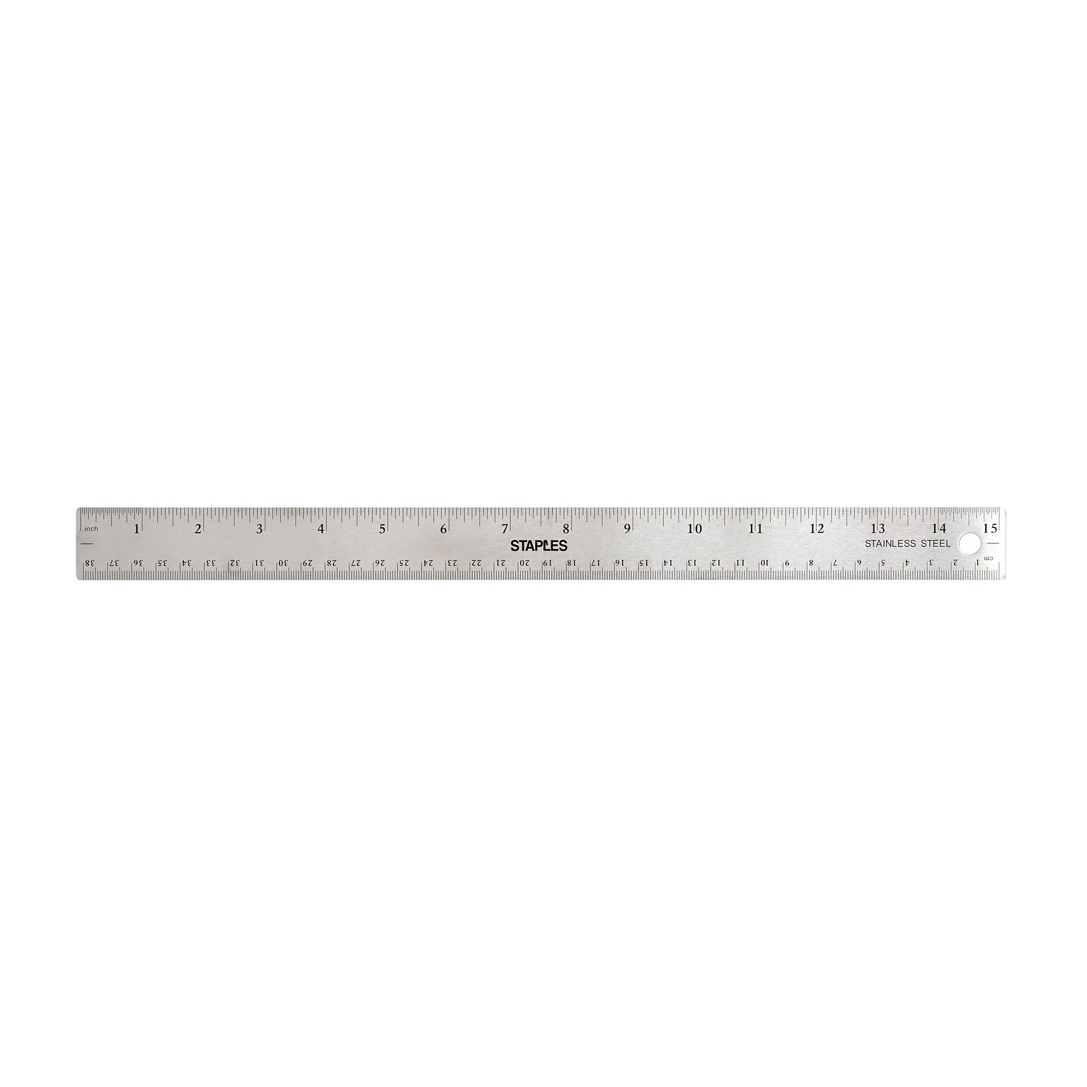 Staples 15 Stainless Steel Ruler with Non Slip Cork Base (51898)
