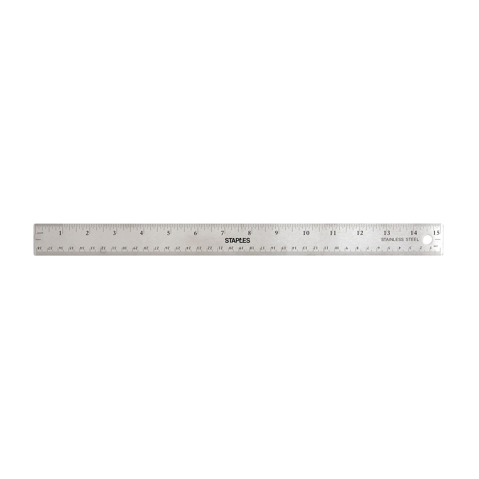 Staples 15 Stainless Steel Ruler with Non Slip Cork Base (51898)