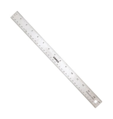 Staples 15 Stainless Steel Ruler with Non Slip Cork Base (51898)