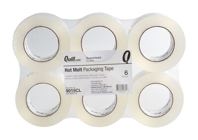 Quill Brand® Hot Melt Shipping Packaging Tape, 3.0 Mil, 2 x 110 yds., Clear, 6/Pack (F223)