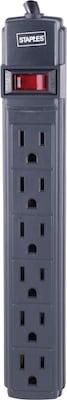 Quill Brand® 3 and 6-Outlet Power Strip, Charcoal (ST22148-CC)