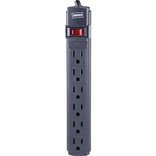 Quill Brand® 3 and 6-Outlet Power Strip, Charcoal (ST22148-CC)
