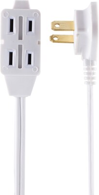 6 Low Profile Extension Cord, 3-Outlet, White