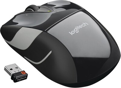 Logitech M525 Optical Wireless USB Mouse, Ambidextrous, Black/Gray (910-002696)